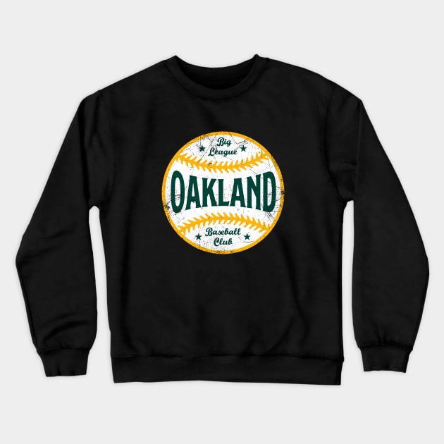 Oakland Retro Big League Baseball - Green Crewneck Sweatshirt by KFig21